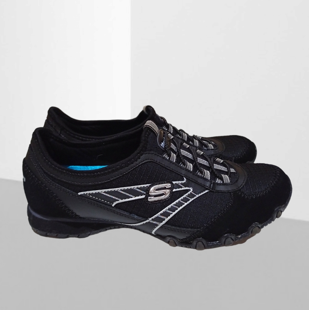 Skechers Hot Ticket Women's Black Leather Athletic Sneakers